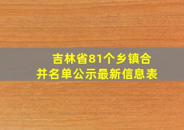 吉林省81个乡镇合并名单公示最新信息表