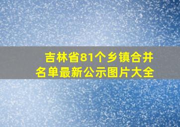 吉林省81个乡镇合并名单最新公示图片大全