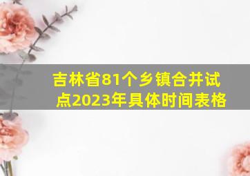 吉林省81个乡镇合并试点2023年具体时间表格