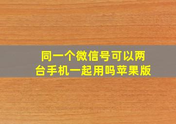 同一个微信号可以两台手机一起用吗苹果版