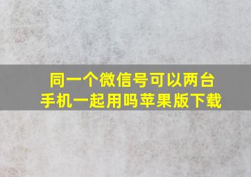 同一个微信号可以两台手机一起用吗苹果版下载