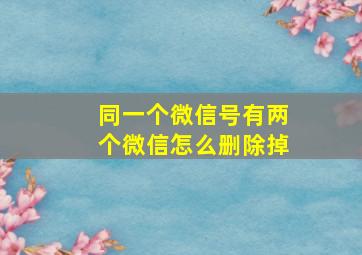 同一个微信号有两个微信怎么删除掉