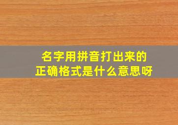 名字用拼音打出来的正确格式是什么意思呀