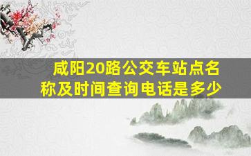 咸阳20路公交车站点名称及时间查询电话是多少