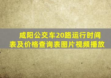 咸阳公交车20路运行时间表及价格查询表图片视频播放