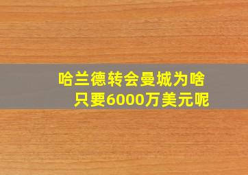 哈兰德转会曼城为啥只要6000万美元呢