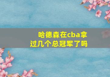 哈德森在cba拿过几个总冠军了吗