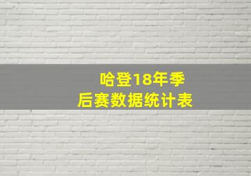 哈登18年季后赛数据统计表