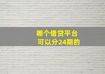 哪个借贷平台可以分24期的