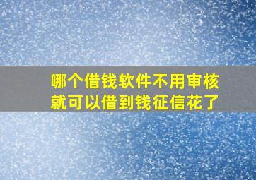 哪个借钱软件不用审核就可以借到钱征信花了