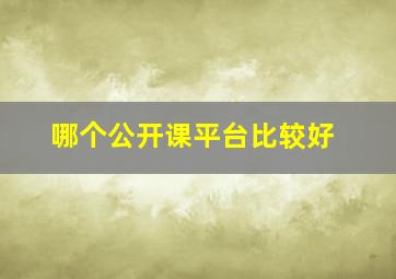 哪个公开课平台比较好