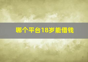 哪个平台18岁能借钱