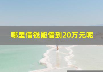 哪里借钱能借到20万元呢