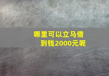 哪里可以立马借到钱2000元呢