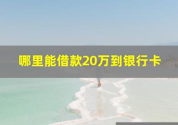 哪里能借款20万到银行卡