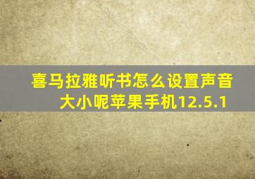 喜马拉雅听书怎么设置声音大小呢苹果手机12.5.1