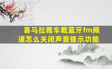 喜马拉雅车载蓝牙fm频道怎么关闭声音提示功能