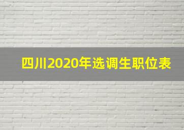 四川2020年选调生职位表