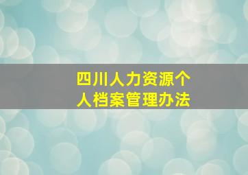 四川人力资源个人档案管理办法