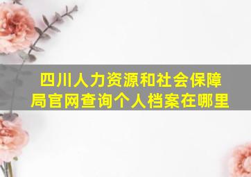 四川人力资源和社会保障局官网查询个人档案在哪里