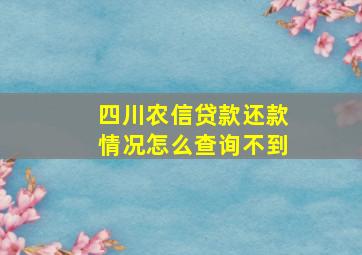 四川农信贷款还款情况怎么查询不到