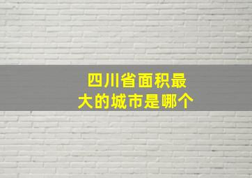 四川省面积最大的城市是哪个