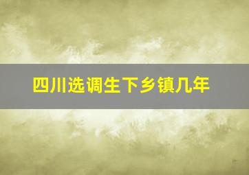 四川选调生下乡镇几年