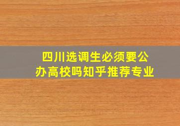 四川选调生必须要公办高校吗知乎推荐专业