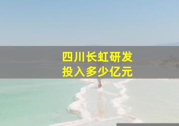 四川长虹研发投入多少亿元