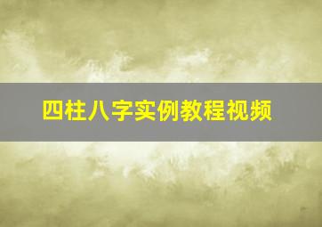 四柱八字实例教程视频