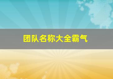 团队名称大全霸气