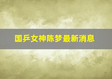 国乒女神陈梦最新消息