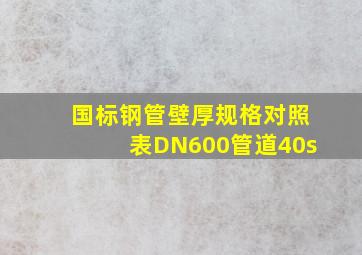 国标钢管壁厚规格对照表DN600管道40s