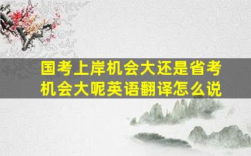 国考上岸机会大还是省考机会大呢英语翻译怎么说