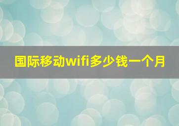 国际移动wifi多少钱一个月