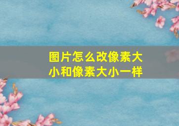 图片怎么改像素大小和像素大小一样