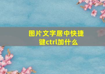 图片文字居中快捷键ctrl加什么