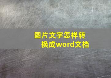 图片文字怎样转换成word文档