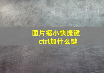 图片缩小快捷键ctrl加什么键