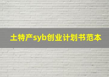 土特产syb创业计划书范本