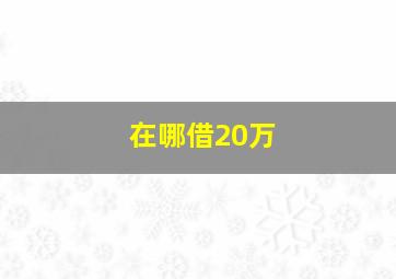 在哪借20万