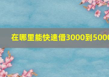 在哪里能快速借3000到5000