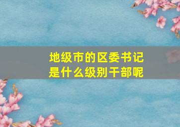 地级市的区委书记是什么级别干部呢