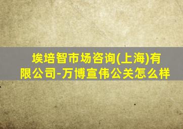 埃培智市场咨询(上海)有限公司-万博宣伟公关怎么样