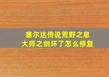 塞尔达传说荒野之息大师之剑坏了怎么修复