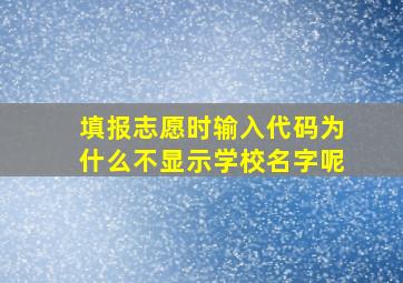 填报志愿时输入代码为什么不显示学校名字呢