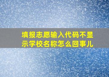 填报志愿输入代码不显示学校名称怎么回事儿