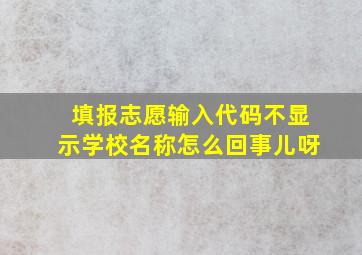 填报志愿输入代码不显示学校名称怎么回事儿呀