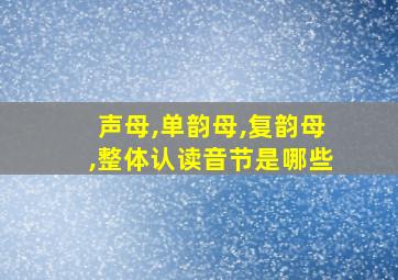 声母,单韵母,复韵母,整体认读音节是哪些