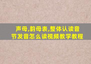 声母,韵母表,整体认读音节发音怎么读视频教学教程